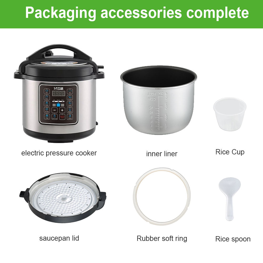 12-in-1 Electric Pressure Cooker 6 Qt, Programmable Multi-Function Cooker